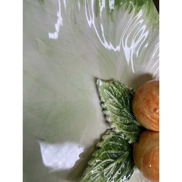 The Mane Lion Ceramic Leaf Tray Dish Orange Tangerine‎ Fruit Flower Italy Candy - Picture 15 of 16